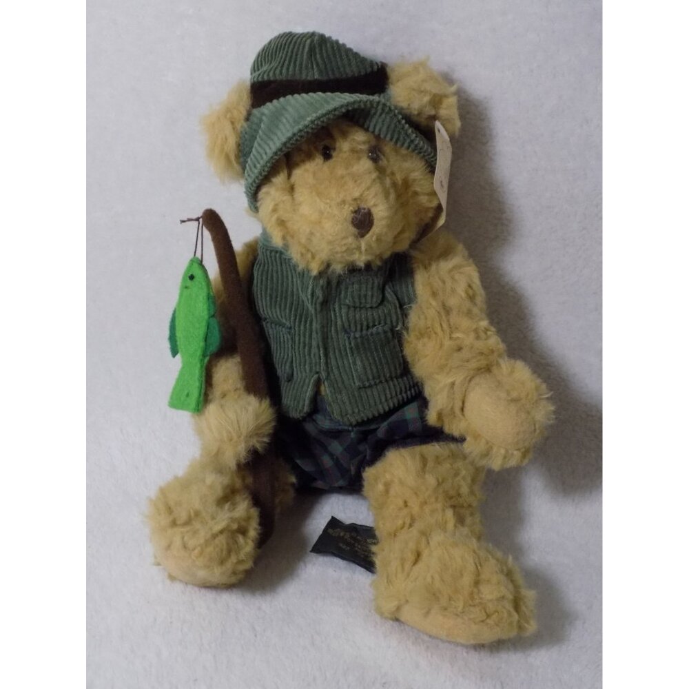 Russ Berrie Teddy Bears From the Past Montana Plush Fisherman w Fishing Pole Hat